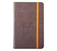 RHODIA 118643C - Carnet Rigide Chocolat - A6 - Ligné - 192 pages - Papier Clairefontaine Ivoire 90 g/m² - Marque-Page, Fermeture Élastique - Couverture Simili Cuir - Collection Rhodiarama