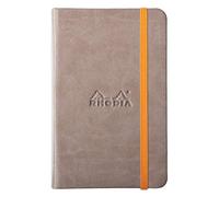 RHODIA 118644C - Carnet Rigide Taupe - A6 - Ligné - 192 pages - Papier Clairefontaine Ivoire 90 g/m² - Marque-Page, Fermeture Élastique - Couverture Simili Cuir - Collection Rhodiarama