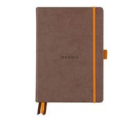 RHODIA 118773C - Cuaderno rígido de notas A5, 240 páginas, papel Clairefontaine marfil 90 g/m2, 3 caras, cierre elástico, tapa de piel sintética - rodiarama