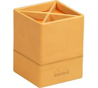 RHODIA 118810C - Pot à Crayons Orange - 8x8x11 cm - Piqûres Sellier Orange - Extérieur Simili Cuir - Collection Home Office Rhodiarama - Organisation de Bureau & Rangement Design