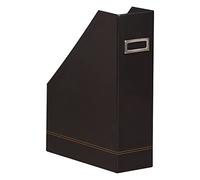 RHODIA 118836C - Porte-Revues Noir - 10x25x31 cm - Piqûres Sellier Orange - Extérieur Simili Cuir - Collection Home Office Rhodiarama - Organisation de Bureau & Rangement Design