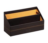 RHODIA 118846C - Porte-Courrier Noir - 25x10x14 cm - Piqûres Sellier Orange - Extérieur Simili Cuir - Collection Home Office Rhodiarama - Organisation de Bureau & Rangement Design