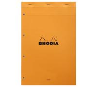 RHODIA 119600C - Bloc de notas grapado n.º 20 naranja - A4+ - 80 hojas desmontables perforadas 4 agujeros - Papel blanco 80 G - Tapa de tarjeta revestida flexible y resistente - Basics