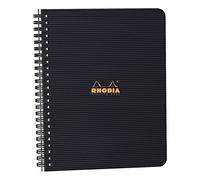 RHODIA 119941C - Cuaderno con espiral- Meeting Book - A5+|Fecha preimpresa/notas/acción|160 páginas amovibles|Papel Clairefontaine 90 g - Negro