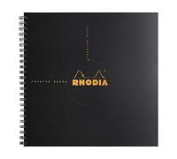 RHODIA 119960C - Cuaderno de espiral (encuadernación integral) Reverse Book negro 21 x 21 cm | Pequeñas baldosas | 160 páginas desmontables - Papel Clairefontaine 90 g - Cubierta de plástico (rodio)