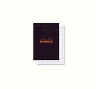 Rhodia 122009C - Bloc de Notas Grapado N. 12 - 8,5x12 cm - Cuadrados Pequeños - 80 Hojas Desmontables - Tapa de Cartón Revestida Suave y Resistente - Básicos Negro