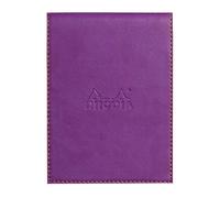 RHODIA 128210C - Portapapeles + Bloc de notas grapado N°12, color morado - 8,5 x 12 cm - Forrado - 80 hojas desmontables - Papel Clairefontaine blanco 80 g/m - Portalápices - Piel sintética