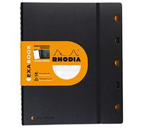 RHODIA 132142C - Exabook Black A4+ Cuaderno organizador recargable - cuadrados pequeños - hojas con perforaciones + 4 Agujeros - Papel Clairefontaine 80g, Cubierta (Plástico) - Negro