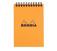 RHODIA, 13500C, Libreta con espiral, A6, Interior: cuadrados pequeños, 80 Hojas papel blanco Clairefontaine 80gr, Naranja