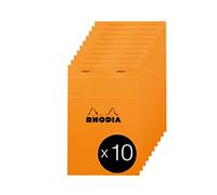 RHODIA 14200C - Bloc-Notes Agrafé N°14 Orange - 11x17 cm - Petits Carreaux - 80 Feuilles Détachables - Papier Clairefontaine Blanc 80 g/m² - Couverture en Carte Enduite - Paquet de 10 blocs