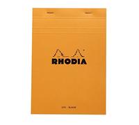 RHODIA, 16000C, Bloc de notas grapado N°16, A5, 80 Hojas Separables, Papel Clairefontaine Blanco Liso 80 gr/m², Tapa de cartón resistente , RHODIA Basics, Naranja