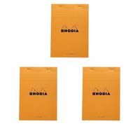 Rhodia, 16000C, Bloc de notas grapado N°16, A5, 80 Hojas Separables, Papel Clairefontaine Blanco Liso 80 gr/m², Tapa de cartón resistente Basics, Naranja (Paquete de 3)