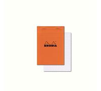 RHODIA, 16200C, Bloc de notas grapado N°16, A5, Interior: cuadrados pequeños, 80 Hojas , Papel Clairefontaine 80gr, Naranja