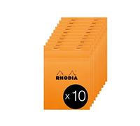 RHODIA 16200C - Bloc-Notes Agrafé N°16 Orange - A5 - Petits Carreaux - 80 Feuilles Détachables - Papier Clairefontaine 80G - Couverture en Carte Enduite - Paquet de 10 blocs