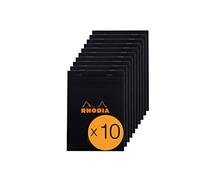 RHODIA 164009C - Bloc-Notes Agrafé Meeting N°16 Black - A5 - Pré-Imprimé Date/Notes/Action - 80 Feuilles Détachables - Papier Clairefontaine Blanc 80 g/m² - Paquet de 10 blocs