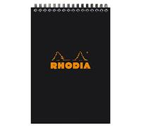 RHODIA, 165019C, Libreta encuadernación espiral, A5, Interior: Rayas, 80 Hojas, Papel Clairefontaine Blanco 80 gr/m², Negro