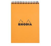 Rhodia 16501C - Bloc de notas (con espiral doble, DIN A5, a rayas, 80 g, 14,8 x 21 cm, 80 hojas), color naranja