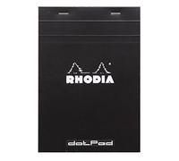 RHODIA 16559C - Bloc-Notes Agrafé Dotpad N°16 Black - A5 - Pointillés Dot - 80 Feuilles Détachables - Papier Clairefontaine Blanc 80 g/m² - Couverture en Carte Enduite Souple et Résistante - Basics