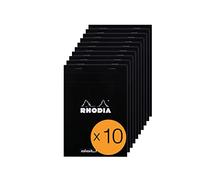 RHODIA 16559C - Bloc-Notes Agrafé Dotpad N°16 Black - A5 - Pointillés Dot - 80 Feuilles Détachables - Papier Clairefontaine Blanc 80 g/m² - Couverture en Carte Enduite - Paquet de 10 blocs
