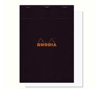 RHODIA 180009C - Bloc-Notes Agrafé N°18 Black - A4 - 80 Feuilles Détachables - Papier Clairefontaine Uni Blanc 80 g/m² - Couverture en Carte Enduite Souple, Résistante et Imperméable - RHODIA Basics
