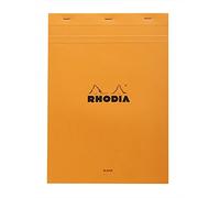 RHODIA 18000C - Bloc de notas A4 - 80 hojas desmontables - Papel Clairefontaine liso blanco 80 g/m - Cubierta de tarjeta revestida suave, resistente e impermeable - Basics