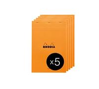 RHODIA 18000C - Bloc-Notes Agrafé N°18 Orange - A4 - 80 Feuilles Détachables - Papier Clairefontaine Uni Blanc 80 g/m² - Couverture en Carte Enduite - Paquet de 5 blocs