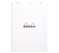 RHODIA 18201C - Bloc-Notes Agrafé N°18 White - A4 - Petits Carreaux - 80 Feuilles Détachables - Papier Clairefontaine Blanc 80G - Couverture en Carte Enduite Souple, Résistante et Imperméable - Basics
