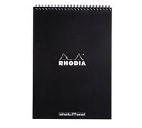 RHODIA 185039C - Cuaderno con espiral - A4 interior: punteado - 80 hojas amovibles - Papel Clairefontaine 80g - Tapa de cartón revestido suave y resistente - Negro