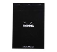 RHODIA, 18559C, Bloc de notas grapado , Nº 18 Negro, A4, Interior punteado, 80 Hojas , Papel Clairefontaine Blanco 80 gr/m², Tapa de cartón revestida suave y resistente, Negro