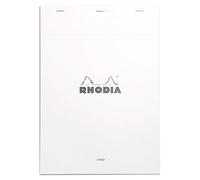 Clairefontaine ES RHODIA 18601C - Bloc-Notes Agrafé N°18 White - A4 - Ligné - 80 Feuilles Détachables - Papier Clairefontaine Blanc 80 g/m² - Couverture en Carte Enduite Souple, Résistante et Imperméable - Basics