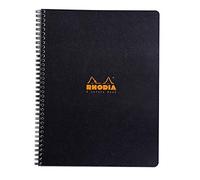 RHODIA 19320C - Cuaderno espiral (encuadernado completo) 4coloRsbook negro o naranja - A4+ - Cuadrados pequeños - 160 páginas desmontables 4 agujeros de perforación - Papel Clairefontaine blanco 80 g/m - Clásico