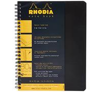 RHODIA 193469C - Cuaderno espiral - A5+ - Rayado - 160 Páginas amovibles - Papel Clairefontaine 80 g/m² - Tapa de cartón revestida suave y resistente - Negro