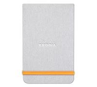 RHODIA 194344C - Libreta rígida Webnotepad Silver - A6 - Rayado - 192 Páginas Desmontables - Papel Clairefontaine Ivory 90 g/m - Marcapáginas, Cierre Elástico - Cubierta de Piel Sintética - Rhodiarama