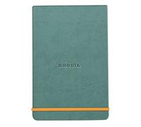 RHODIA 194358C - Bloc de notas web rígido turquesa - A6 - Con líneas - 192 páginas desmontables - Papel Ivory 90 g/m - Marcador, cierre elástico - Cubierta de piel sintética