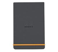 Rhodia 194374C - Cuaderno duro Webnotepad Silver - A5 - Rayado - 192 páginas separables - Papel Ivory 90 g/m - Marcapáginas, cierre elástico - Funda de piel sintética - Rhodiarama
