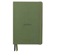 RHODIA 194446C - Goalbook Creation Céladon Cuaderno rígido - A5 15,5x21x2 cm - Dotted Dot - 160 páginas Maya Smooth Black Paper 120 g/m - 2 Ribbons