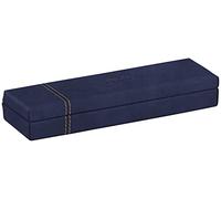RHODIA 194519C - Estuche para lápices azul noche - 21x5,5x3 cm - Pespuntes naranjas - Exterior de piel sintética - Colección Home Office Rhodiarama - Organización de oficina y almacenamiento de diseño