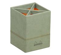 RHODIA 194540C - Revistero de bronce - 10x25x31 cm - Pespuntes naranjas - Exterior de piel sintética - Colección Home Office Rhodiarama - Organización de oficina y almacenamiento de diseño