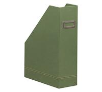 RHODIA 194546C - Revistero color salvia - 10x25x31 cm - Pespunte naranja - Exterior de piel sintética - Colección Home Office Rhodiarama - Organización de oficina y almacenamiento de diseño