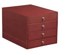 RHODIA 194573C - Organizador de archivos de 4 cajones nacarat - 24,8 x 32,7 x 22,8 cm - Pespuntes naranjas - Exterior de piel sintética - Organización de oficina y almacenamiento de diseño