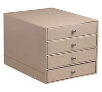 RHODIA 194575C - Organizador de archivos de 4 cajones Rose Touch - 25,2 x 34,2 x 22,5 - Costuras de sillín naranja - Exterior de piel sintética - Organización de oficina y almacenamiento de diseño