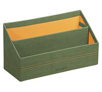 RHODIA 194608C - Soporte para correo color salvia - 25x10x31 cm - Pespuntes naranjas - Exterior de piel sintética - Colección Rhodiarama - Organización de oficina y almacenamiento de diseñador