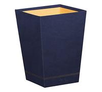 RHODIA 194627C - Papelera azul medianoche - 24x24x32 cm - Costuras de caballete naranjas - Exterior de piel sintética - Organización de oficina y almacenamiento de diseño