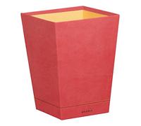 RHODIA 194629C - Papelera Coral - 24x24x32 cm - Pespuntes naranjas - Exterior de piel sintética - Colección Home Office Rhodiarama - Organización de oficina y almacenamiento de diseño