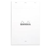 Clairefontaine ES RHODIA 19601C - Bloc-Notes Agrafé N°19 White - A4+ - Ligné - 80 Feuilles Détachables - Papier Clairefontaine Blanc 80 g/m² - Couverture en Carte Enduite Souple, Résistante et Imperméable - Basics