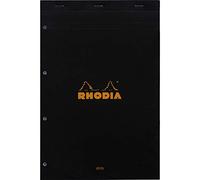 RHODIA 201009C - Bloc de Notas Grapado N°20 - A4+ - Cuadrados - 80 Hojas Separables Perforadas 4 Agujeros - Papel Blanco Clairefontaine 80g - Tapa Blanda y Resistente - Negro