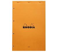 RHODIA 20100C - Bloc-Notes Agrafé N°20 Orange - A4+ - Grands Carreaux Seyès - 80 Feuilles Détachables Perforation 4 Trous - Papier Clairefontaine Blanc 80G - Couverture Souple et Résistante - Basics