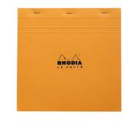 Clairefontaine ES RHODIA 210200C - Bloc-Notes Agrafé N°210 Orange - 21x21 cm - Petits Carreaux - 80 Feuilles Détachables - Papier Clairefontaine Blanc 80 g/m² - Couverture en Carte Enduite Souple et Résistante - Basics
