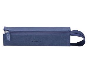 RHODIA 319018C - Estuche de plumier Rhodiarama Saphir - 23 x 5 x 5 cm - Apertura plana para uso como plumero, piel sintética, Almacenamiento de bolígrafos, lápices, rotuladores, pequeños suministros