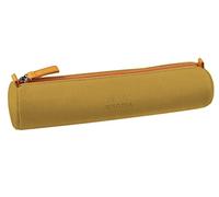 RHODIA 319044C - Estuche redondo de cobre Rhodiarama - 21,5 x 5,5 cm - Costuras naranjas genuinas - Interior de jersey marfil - Cuero sintético - Almacenamiento para bolígrafos, lápices, marcadores